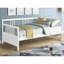 Structure de lit de jour simple en bois blanc, canapé-lit avec support à lattes et rails, lit plateforme à double usage pour la maison ou la chambre d'amis, aucun sommier requis