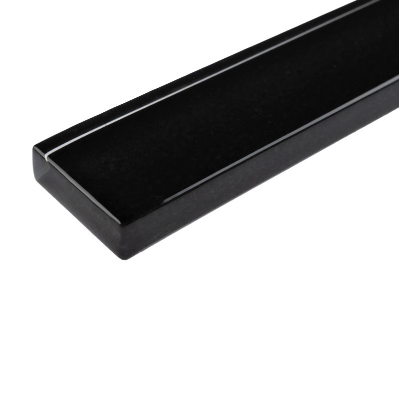 Pencil 1'' x 11.75'' Glass Border Tile, Black