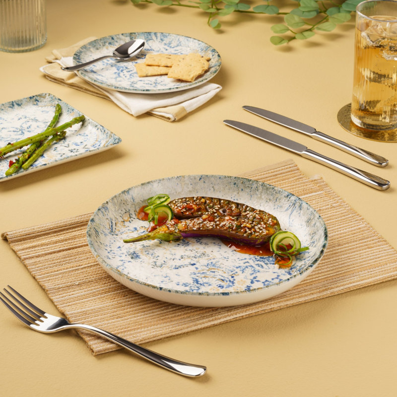 Assiette plate en porcelaine titane, 9x9x1.1"