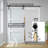3-Lite Frosted Glass and Wood Panelled Barn Door with Installation Hardware Kit-100001177