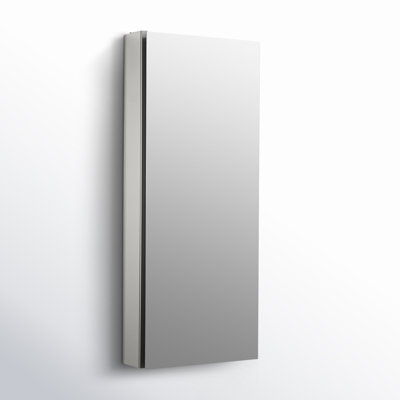 KOHLER Catalan Aluminum Single-Door Medicine Cabinet with 107 Degree Hinge, Frameless with Adjustable Shelves
