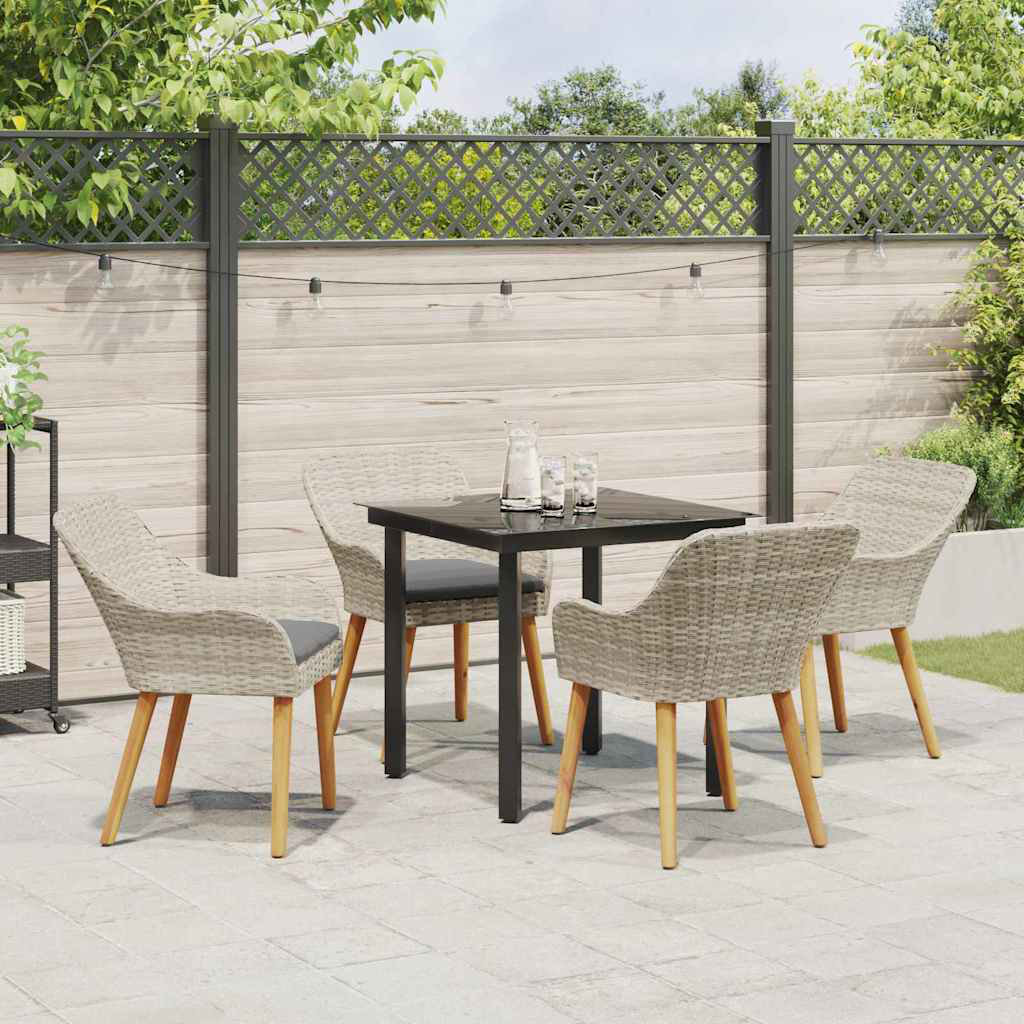 Ebern Designs Dining Set 5 Pcs Light Grey Poly Rattan | Wayfair.co.uk