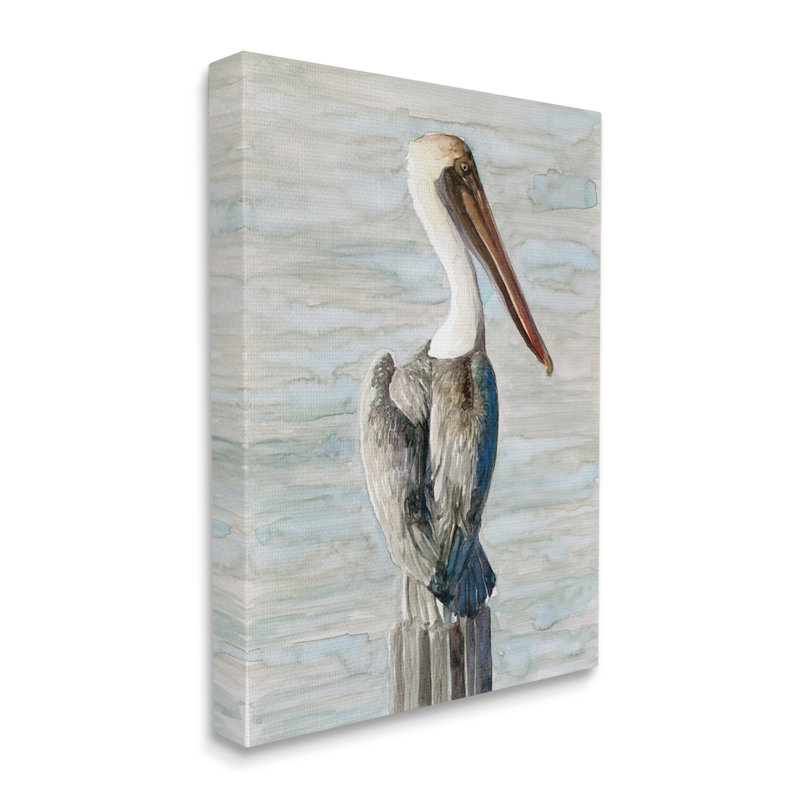 Oiseau aquatique côtier à long bec par Stellar Design Studio - Peinture, Toile tendue, H 20 po x l 16 po x P 1,5 po