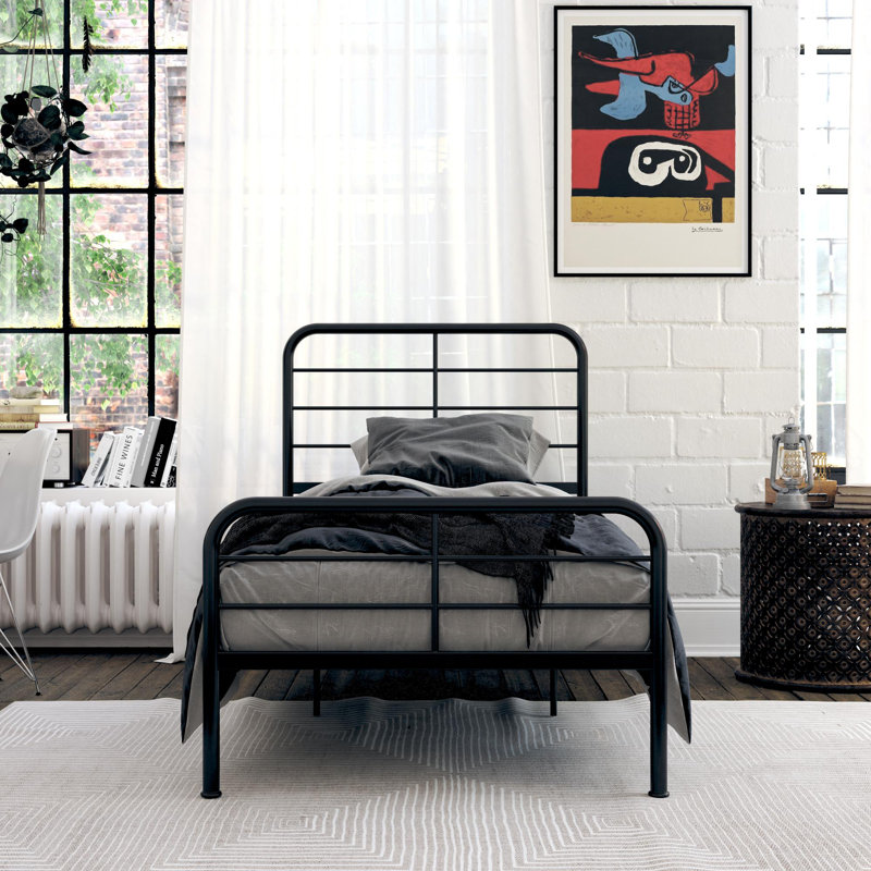 Omparkash Metal Bed, Black, Single (3')