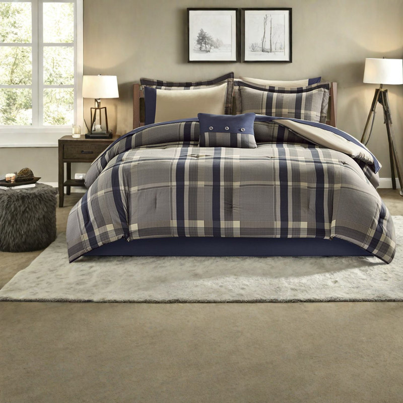 Modern Plaid Bedding Sets For Twin Beds, Comfortable Polyester Design