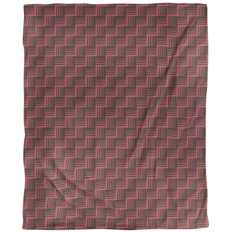 Housse de couette simple à rayures baskettressées, Housse de couette pour très grand lit, Rouge foncé, Microfibre
