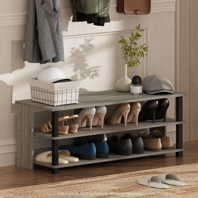 9 Pair Shoe Rack, Oak/Black