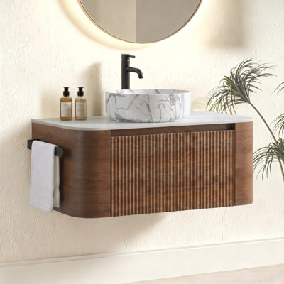 Ensemble de meuble-lavabo cannelé 24 po avec armoire de rangement et tiroirs Avalon