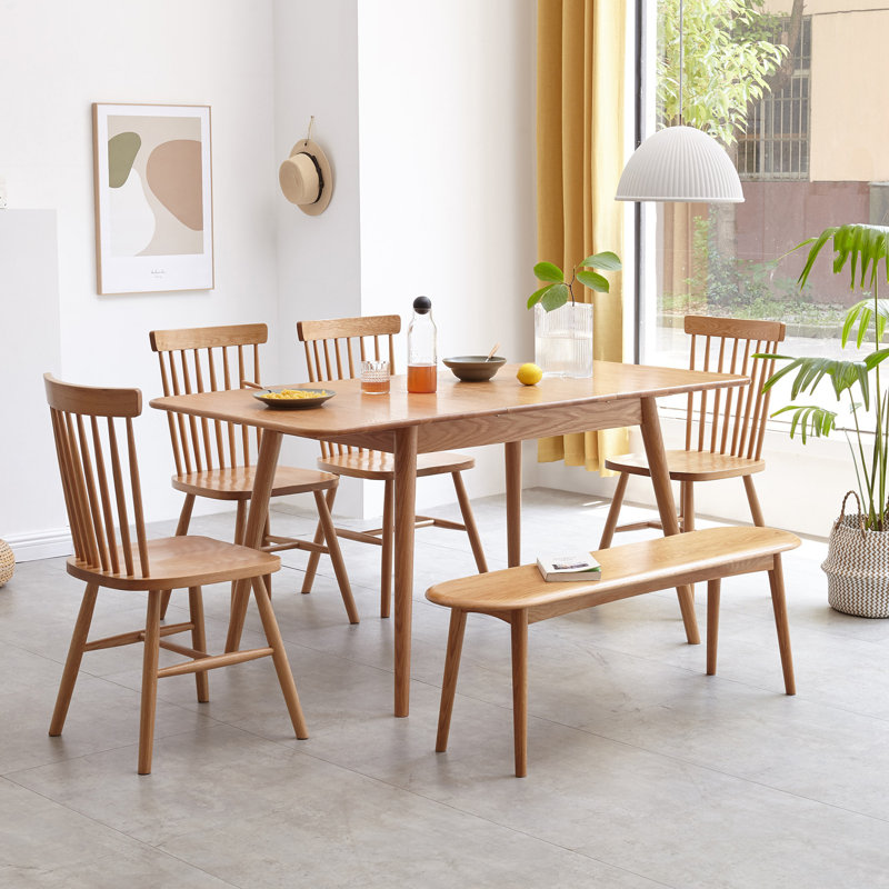 Banc de table en bois de chêne naturel pour salle à manger, H 16,14 po x l 39,37 po x P 11,81 po