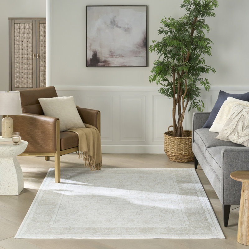 Tapis taupe ivoire rétro 4 pi x 6 pi Lafever, Rectangle 4pi x 6 pi