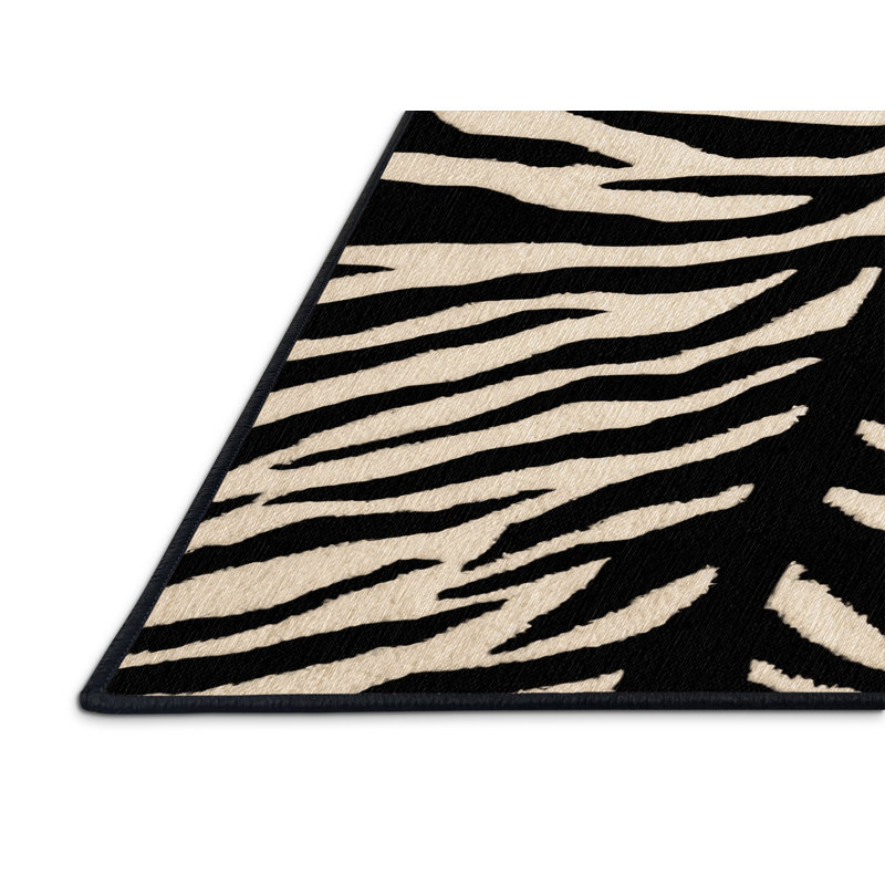  Washable Plains Zebra Wildlife Area Rug, Rectangle 8' x 12'