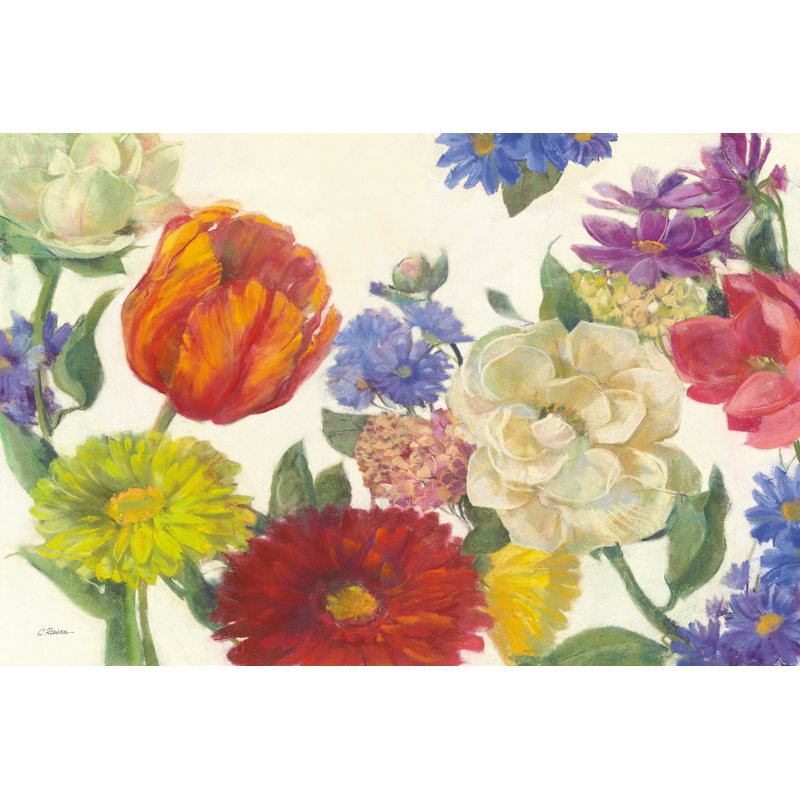 Fleurs colorées sur fond blanc, H 8 po x l 12 po x P 1,25 po