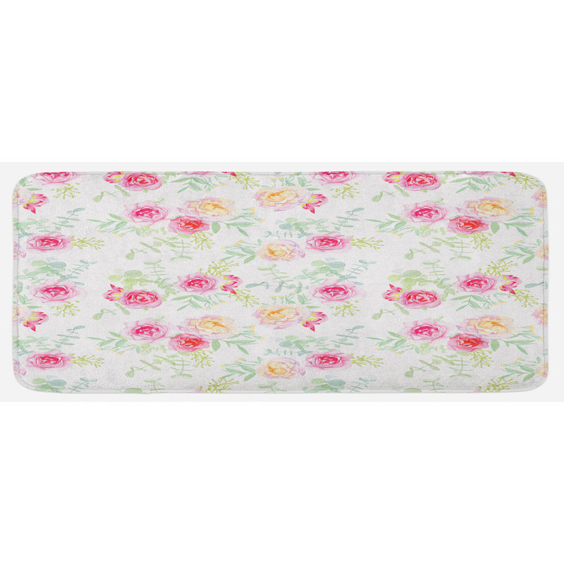Tapis de cuisine à fleur aquarelle