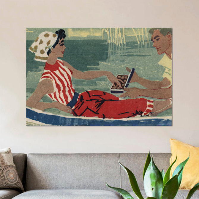 Gondole romantique - reproduction d'art sur toile, H 18 po x l 26 po x P 1,5 po