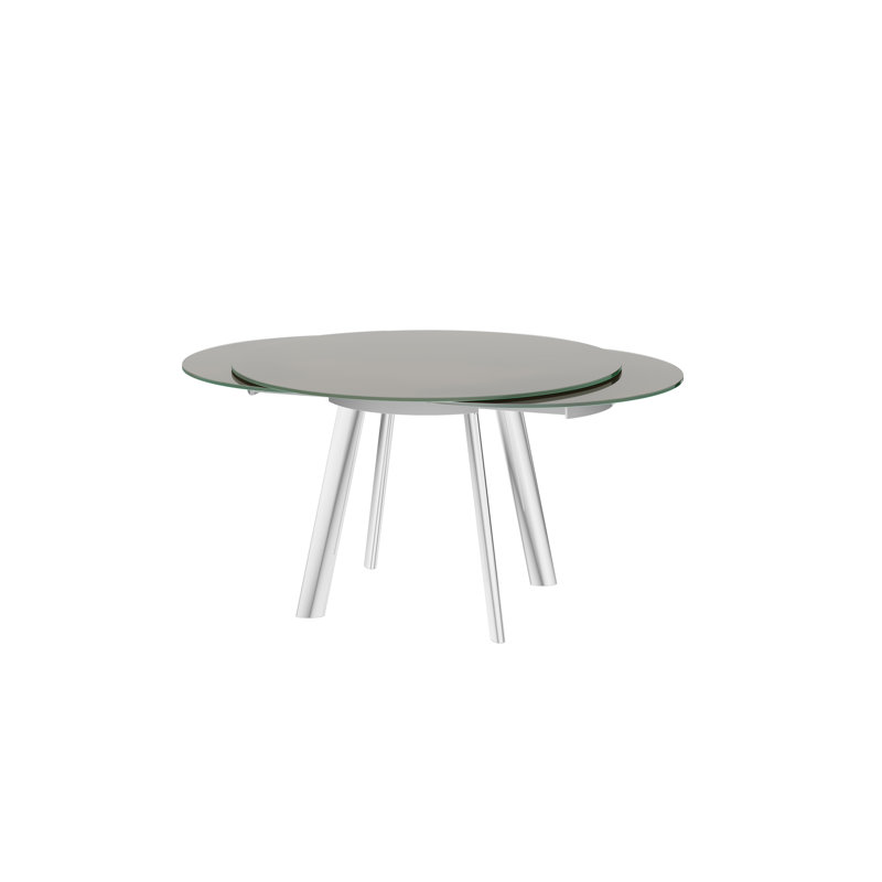 Glass Swivel Extending Dining Table, Grey