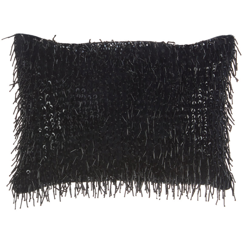 Luminescence Rectangular Cotton Pillow Cover and Insert, Black