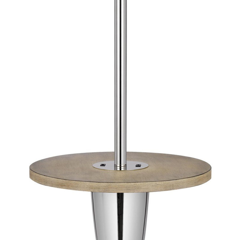 61'' Brown Tray Table Floor Lamp with USB