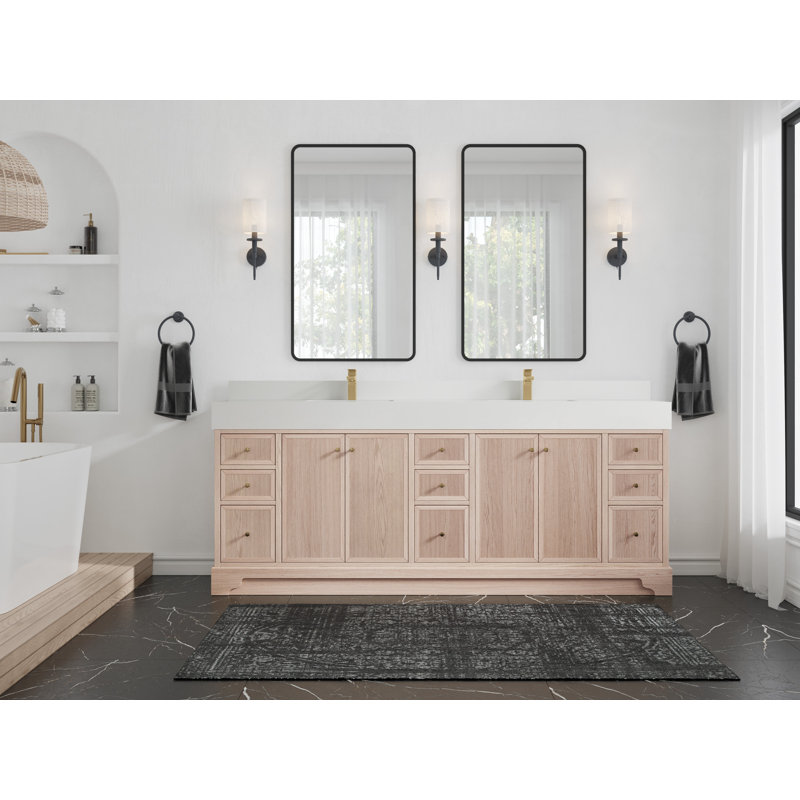 Ensemble de meuble-lavabo double 84 po Manhattan, Blanc