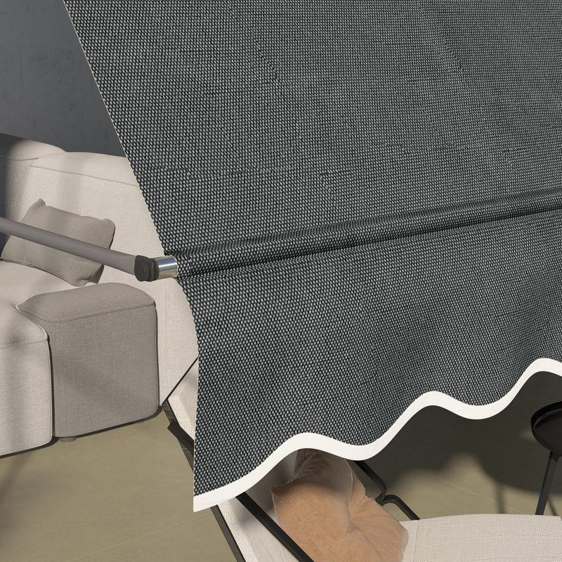 Outsunny D Polyester Cover Retractable Patio Awning, 118.1" H x 98.5" W x 48" D, Dark Gray