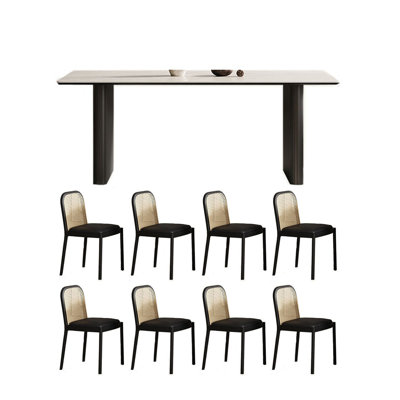 Table à manger moderne en bois massif simple et chaises