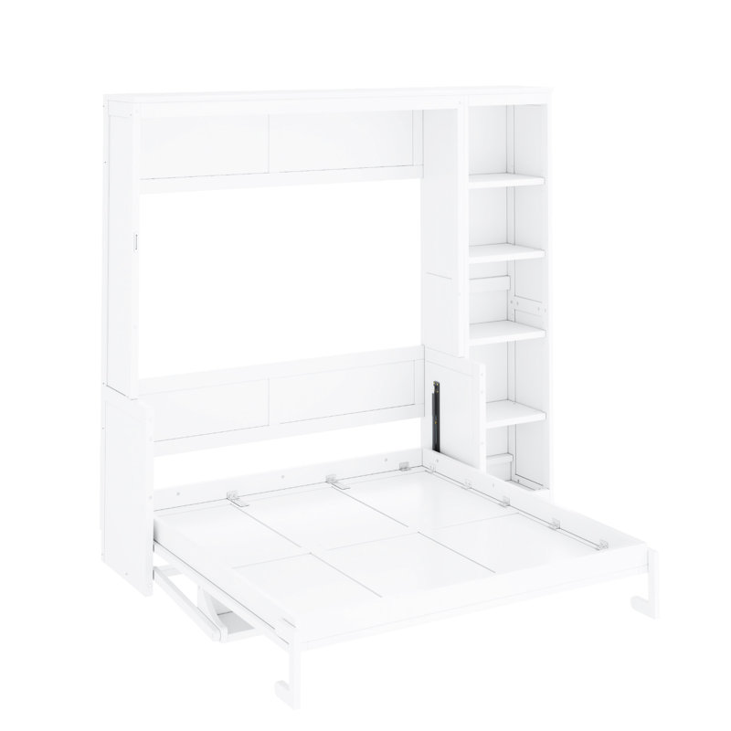 Lit double blanc avec bureau et rangement pour les casse-têtes, composition en bois de pin, jeu de fléchettes pliable, conception solide et efficace