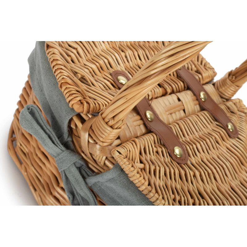 Bay Isle Home Wicker Decorative Basket, Buff/Grey Sage Lining