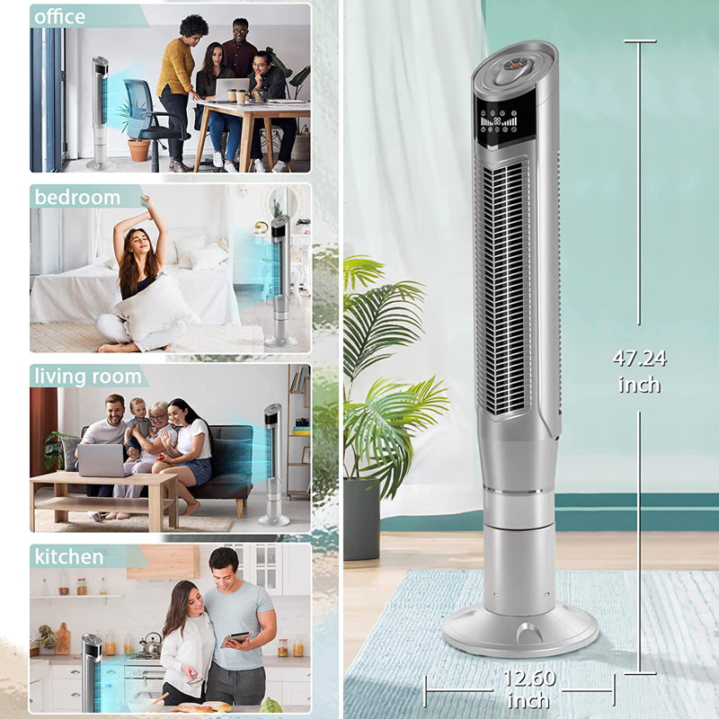 Ventilateur tour oscillant 47 "COWSAR, Argent