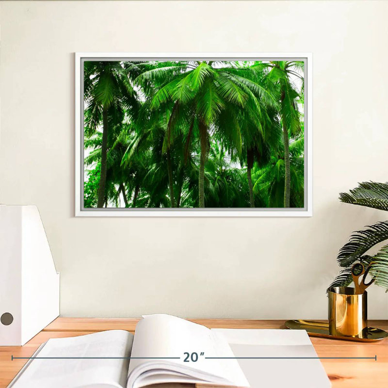 Palmier forêt, Cadre flottant blanc, 13 po x 9 po