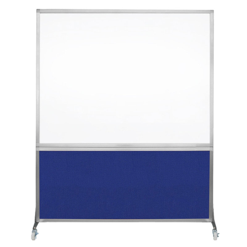 Tableau blanc mobile 6 'de haut DivideWrite, Bleu royal, H 72 po x l 60 po, Argent