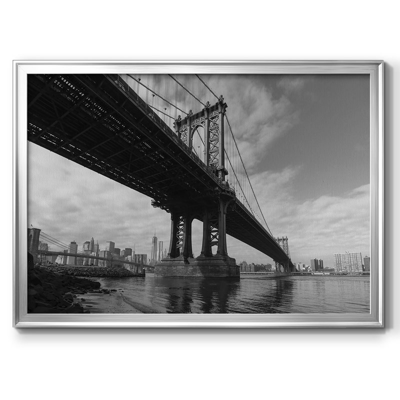 " Manhattan Bridge ", 14" H x 20" W x 1.5" D, Silver 