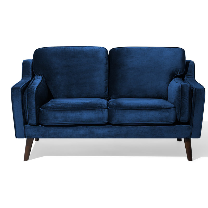 Forsyth Velvet Loveseat, Dark Blue