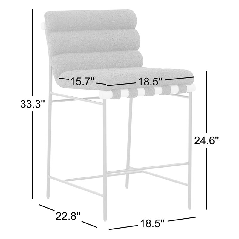 Macibella Channel Tufted Boucle Counter Stool, Black