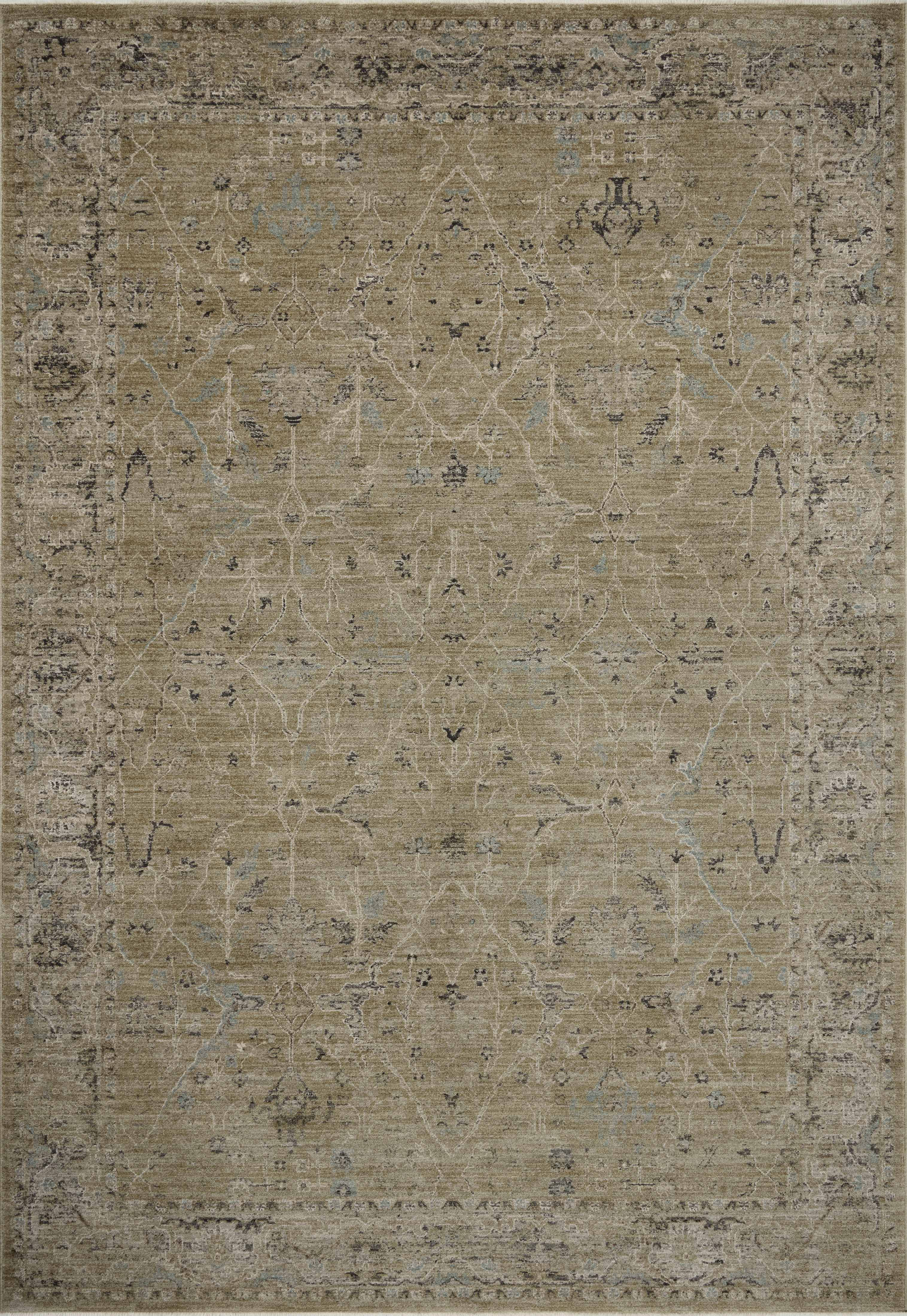 Lost Stone Rug Bungalow Rose Loloi Rosalind Olive / Stone Traditional Area Rug | Wayfair