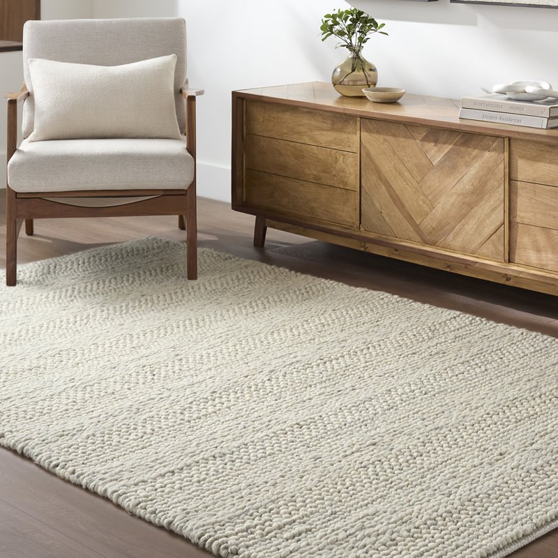 Moroccan Wool Hand Woven Area Rug, Beige/Taupe/Sandstone, Rectangle 183 x 274 cm