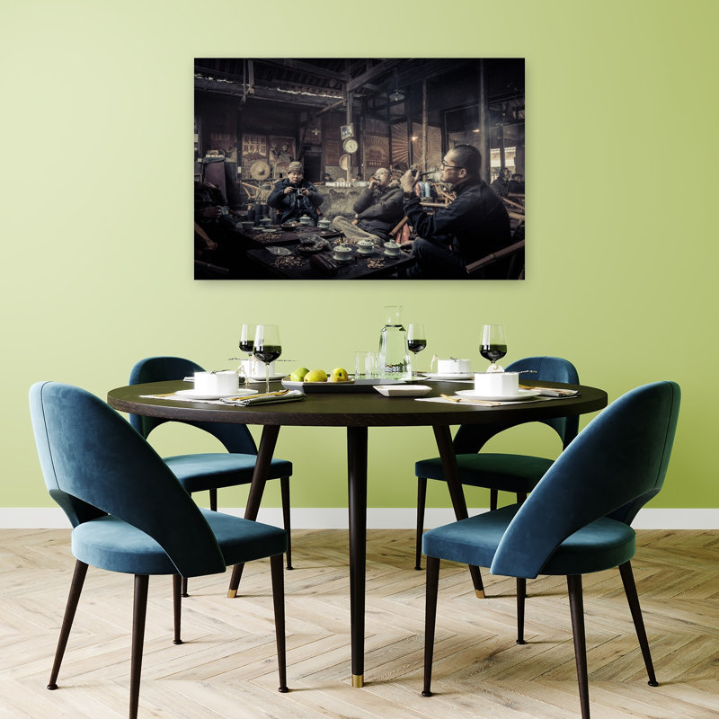 «Teahouse Gathering Abstract», reproduction d'art murale contemporaine, H 32 po x l 48 po