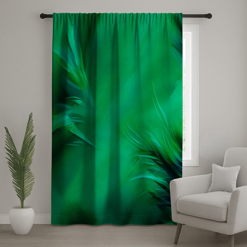 Rideaux vert à motif de feuilles abstraites, voilages et voilages occultants - 1 panneau, 50 po x 92 po - 1 panneau