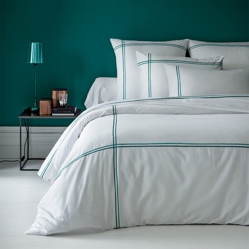 Batmanjali Cotton No Pattern Duvet Cover, Blue/White