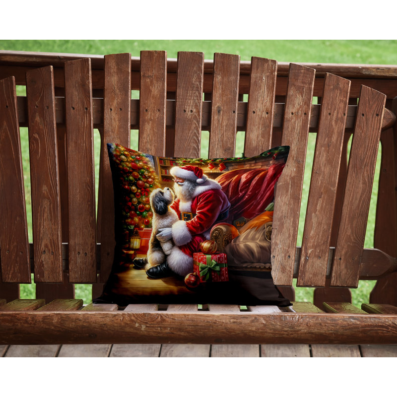 Havanese and Santa Claus Throw Pillow, 14"H x 14"W