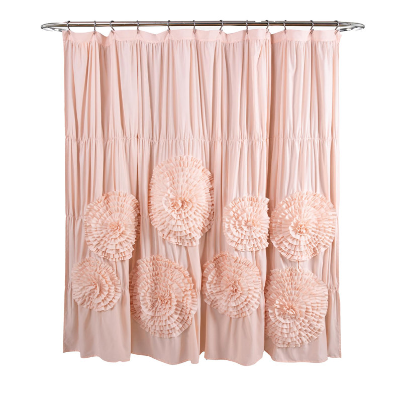 Rideau de douche, l 72 po x L 72 po, Rideau de salle de bain à volants - Rideaux de douche en tissu rose - Coquete Decor
