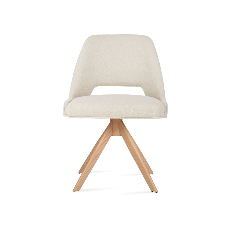 Chaise d'appoint pivotante Marash Sword, Blanc cassé, Naturel