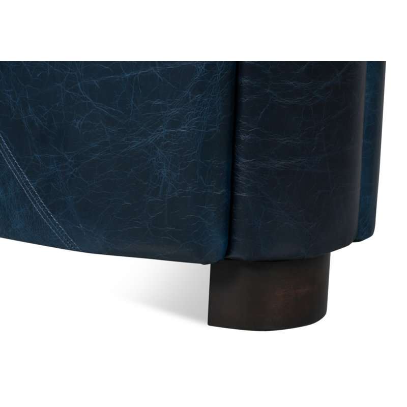 Mandy Armchair, Dark Blue Genuine Leather