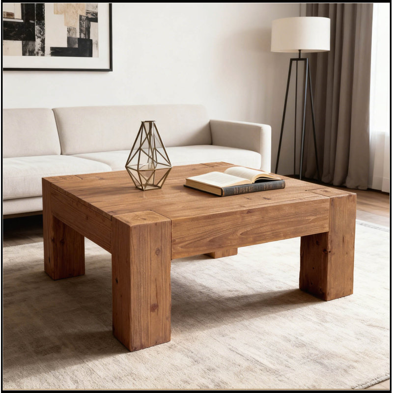 Table basse en bois massif avec grain naturel pour des espaces de vie confortables, Naturel antique