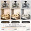 Ventilateur de plafond en cristal avec lumière et télécommande, ventilateur de cage noir à 3 vitesses avec ventilateur sans pales à intensité variable pour salle à manger