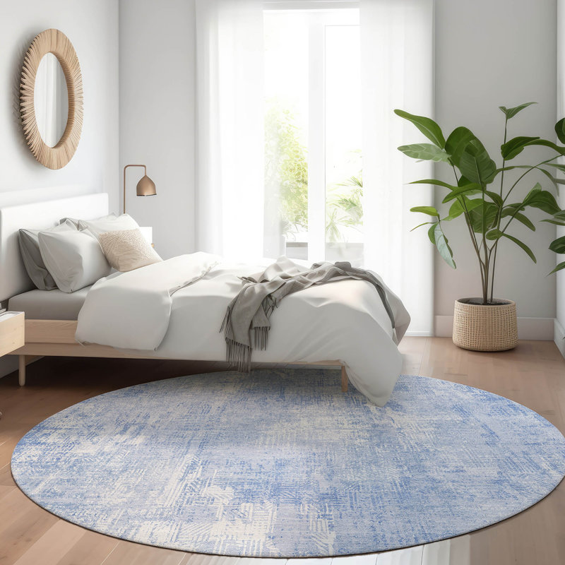 Karsyn Washable Abstract Indoor / Outdoor Rug, Round 8'
