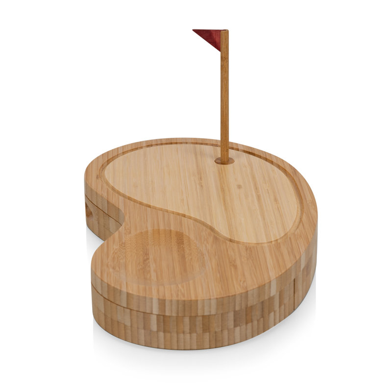 Bamboo Golf-Themed Cheese Board and Tool Set, 8 Piece