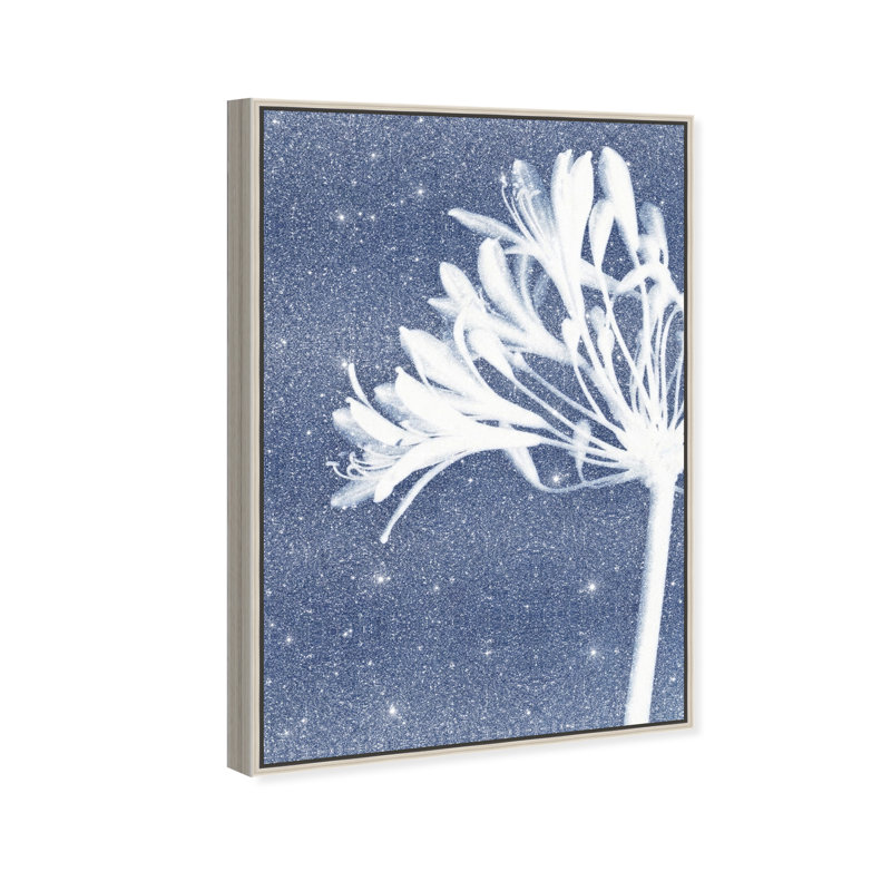 Cyan Bloom Print by Oliver Gal, 11"H x 16"W, Silver Floater Frame