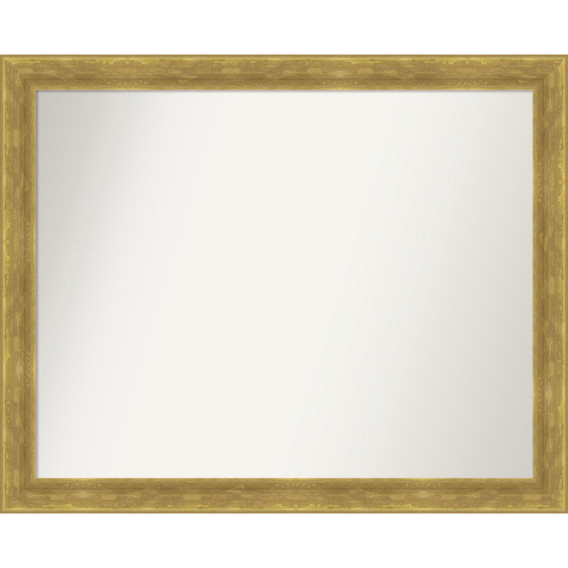 Earmon Solid Wood Wall Mirror, Rectangle, Gold, 25.25" x 31.25"