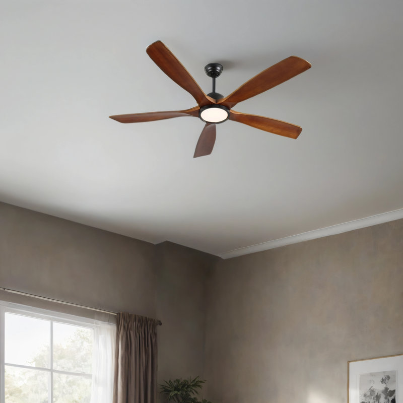 Ventilateur de plafond en bois 72 pouces avec lumière, ventilateur de plafond à profil bas avec télécommande, moteur CC réversible silencieux avec minuterie