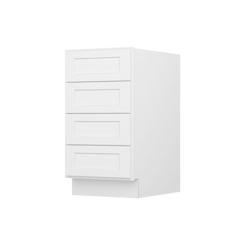 Meuble bas de cuisine à 4 tiroirs, à assembler soi-même, 61 cm de profondeur x 46 cm de largeur x 88 cm de hauteur, blanc