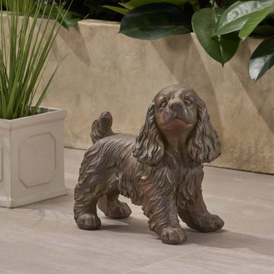 JOSIE Cocker Spaniel Dog Garden Statue, Lightweight Cast Stone, No Assembly, Perfect for Outdoor Decor